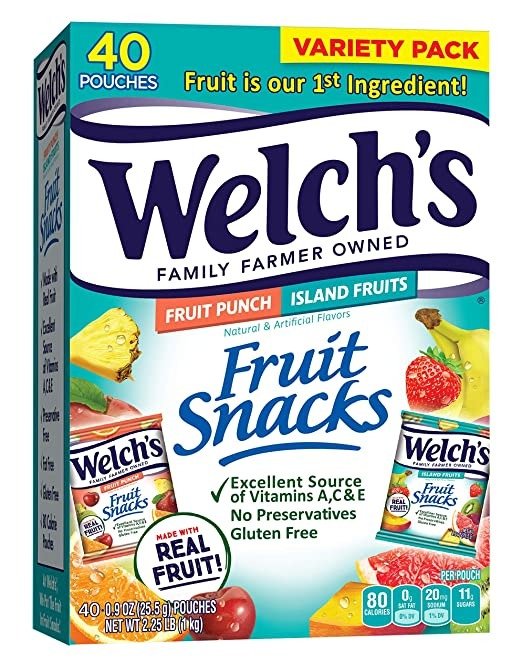 Fruit Snacks, Fruit Punch & Island Fruits Variety Pack, Gluten Free, Bulk Pack, 0.9 oz Individual Single Serve Bags (Pack of 40)