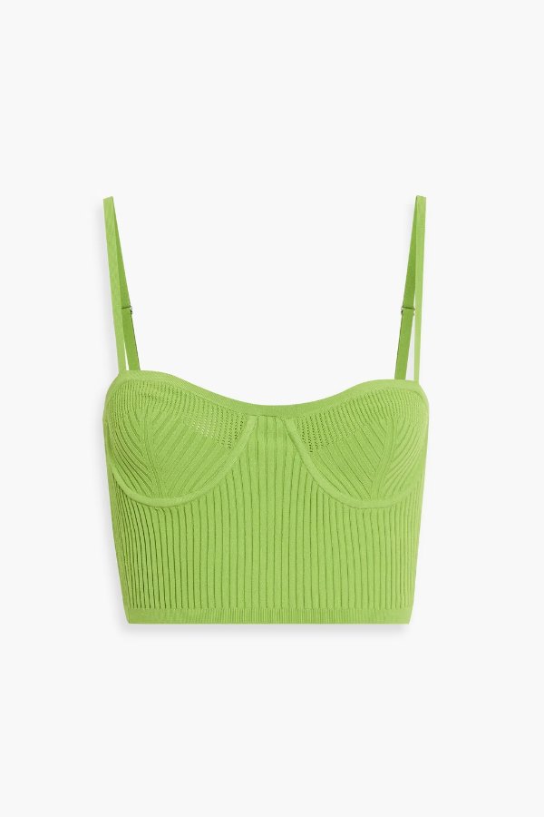 Ribbed-knit underwired bra top