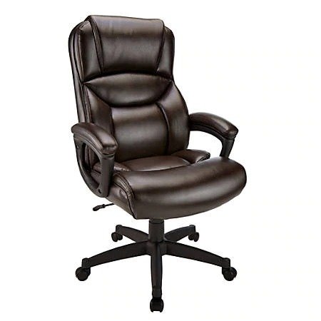 ® Fennington Bonded Leather Executive High-Back Chair, Brown Item # 881463