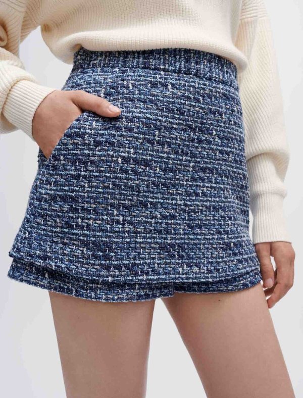 Tweed skirt-style shorts