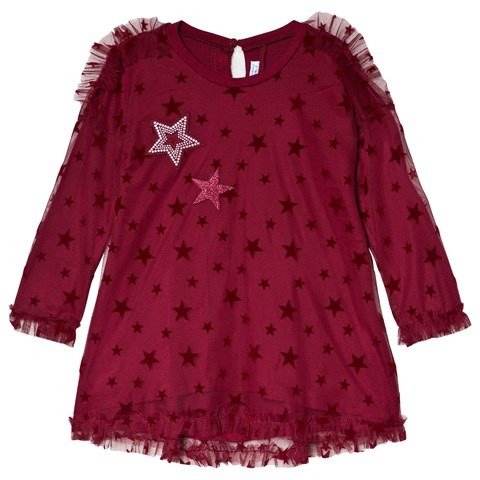 Red Star Applique Tulle Overlay Dress | AlexandAlexa
