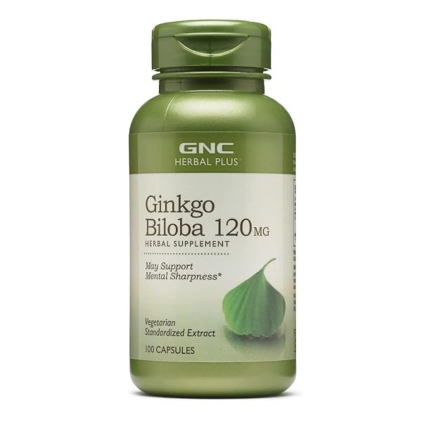 Herbal Plus Ginkgo Biloba 120mg | Supports Mental Sharpness, Vegetarian | 100 Capsules