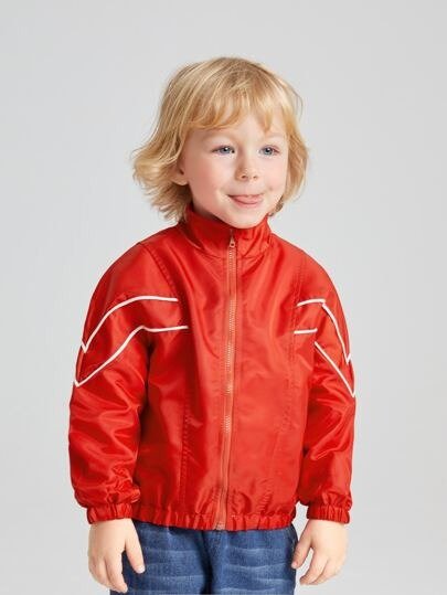 Toddler Boys Contrast Piping Wind Jacket