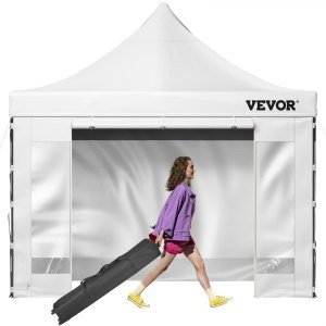 VEVOR Pop Up Canopy Tent, 10 x 10 FT, Outdoor Patio Gazebo Tent with Removable Sidewalls and Wheeled Bag, UV Resistant Waterproof Instant Gazebo Shelter for Party, Garden, Backyard, White | VEVOR US