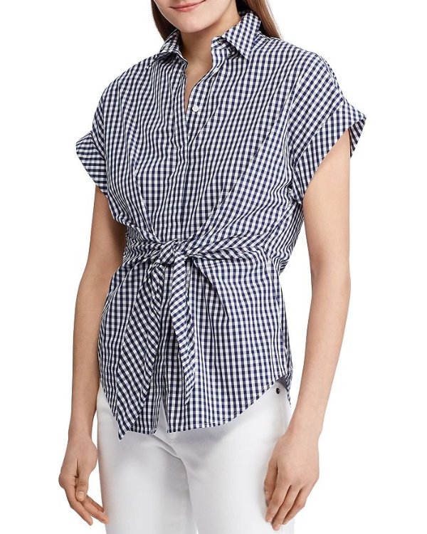 Tie-Front Gingham Shirt - 100% Exclusive