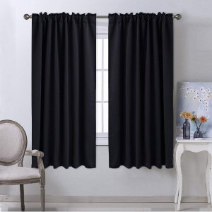 NICETOWN Blackout Curtain Blinds Window Panels - (Black Color) W52 x L63