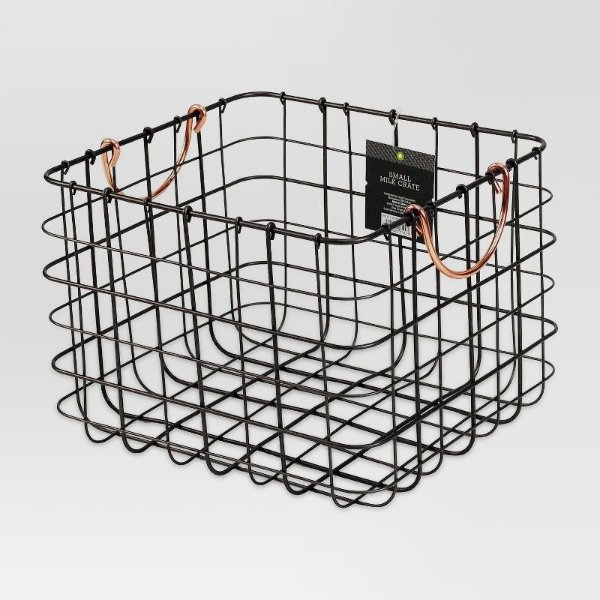 Small Wire Milk Crate with Copper Handles -&#8482;