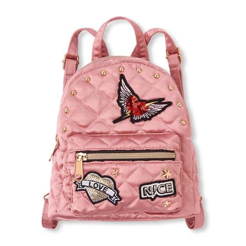 Girls Patch Quilted Mini Backpack