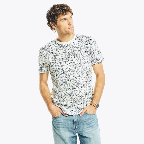 SUSTAINABLY CRAFTED PALM PRINT T-SHIRT