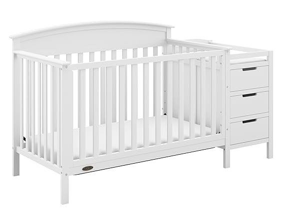Benton 4-in-1 Convertible Crib and Changer (White) – Crib and Changing Table Combo, Includes Water-Resistant Changing Pad, 3 Drawers, Converts to Toddler Bed, Daybed and Full-Size Bed