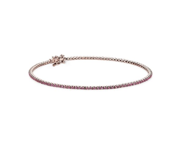 Pink Sapphire Tennis Bracelet in 14k Rose Gold (1.5mm)