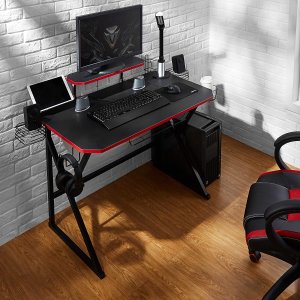 Amazon Basics Gaming Computer Desk with Storage for Controller, Headphone & Speaker