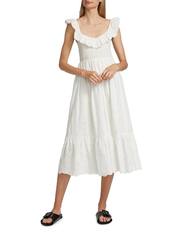 Cottage Eyelet Cotton Midi-Dress