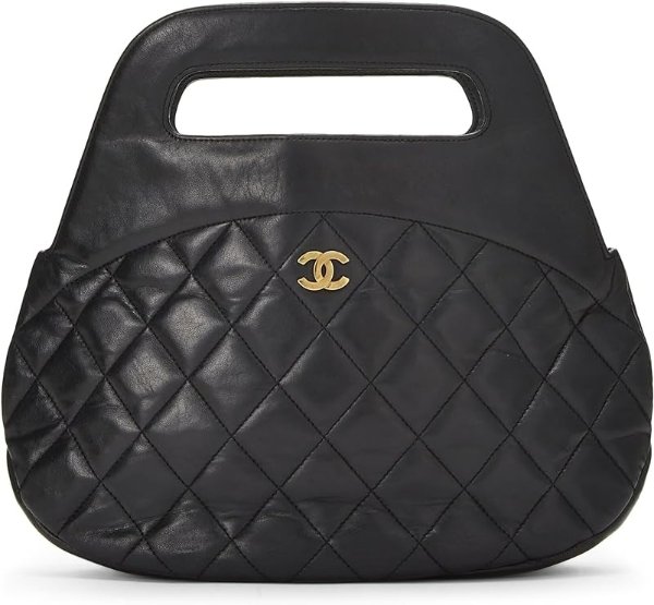 .com Chanel Pre-Loved Black Quilted Lambskin Top Handle Tote, Black  $4300.00