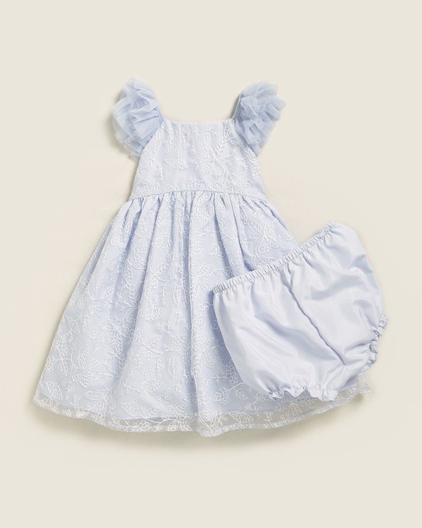 (Infant Girls) Light Blue Floral Sleeveless Tutu Dress