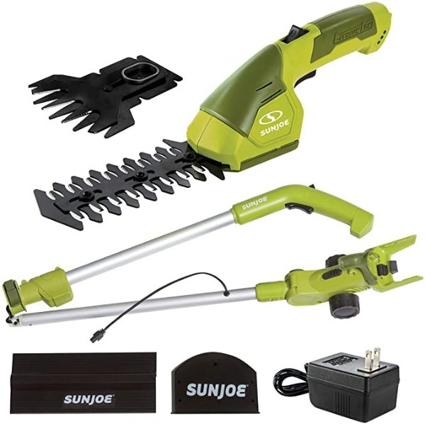 HJ605CC Cordless 2-in-1 Grass Shear + Hedge Trimmer w/Extension Pole, Green