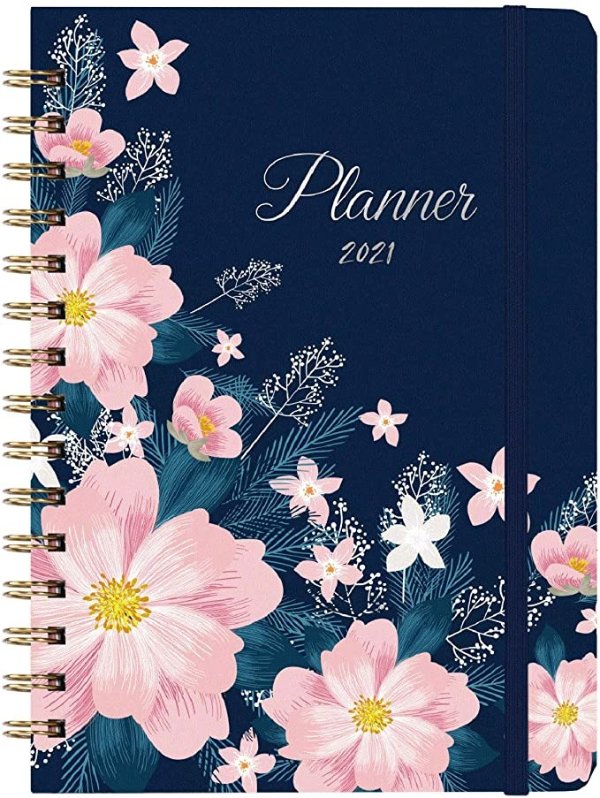 Planner 2021- Weekly & Monthly Planner 2021 with Tabs, 6.4"x 8.5", Jan 2021 - Dec 2021, Flexible Hardcover, Twin-wire Bounded, Premium Paper, Inner Pocket, Elastic Binding