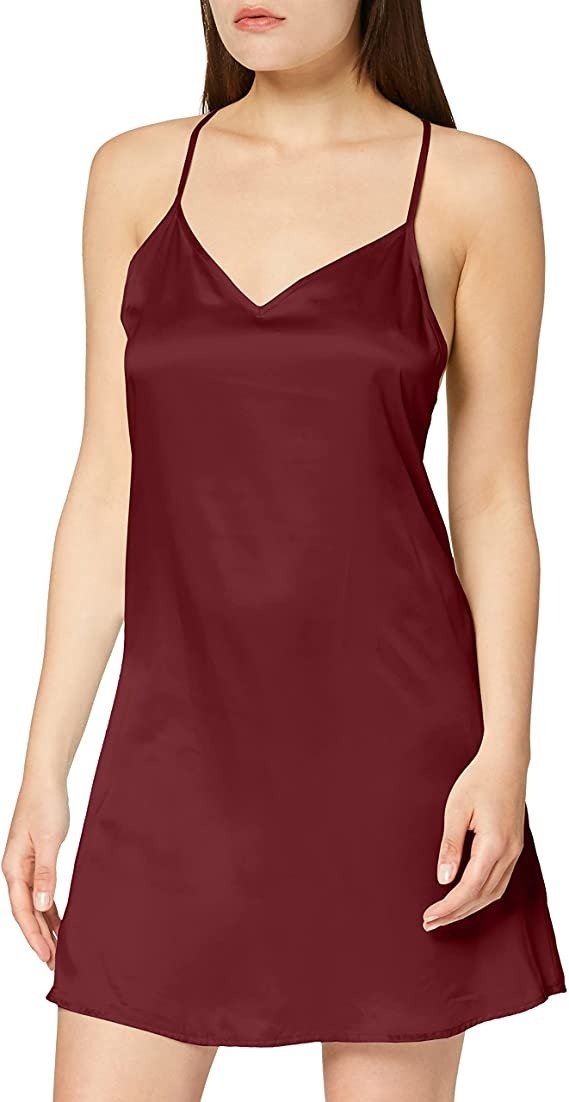 Iris & Lilly Women's Nightie in Satin with Relaxed Fit