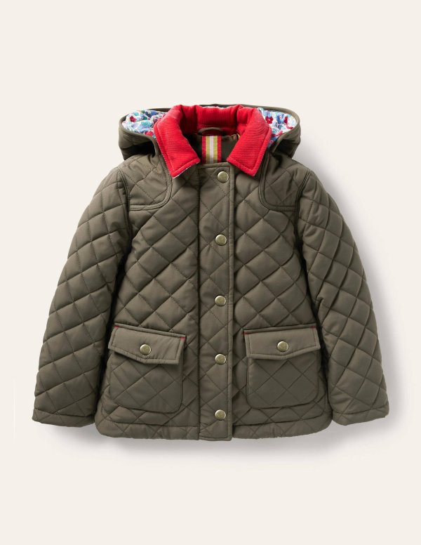 Quilted Jacket - Khaki Green | Boden US