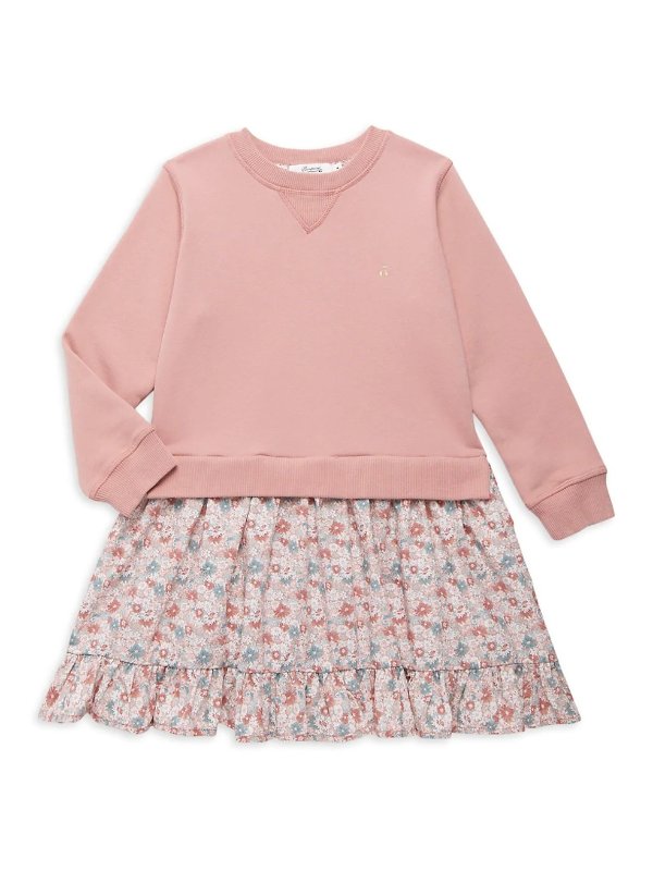 Little Girl's & Girl's Sweater Floral Dress
