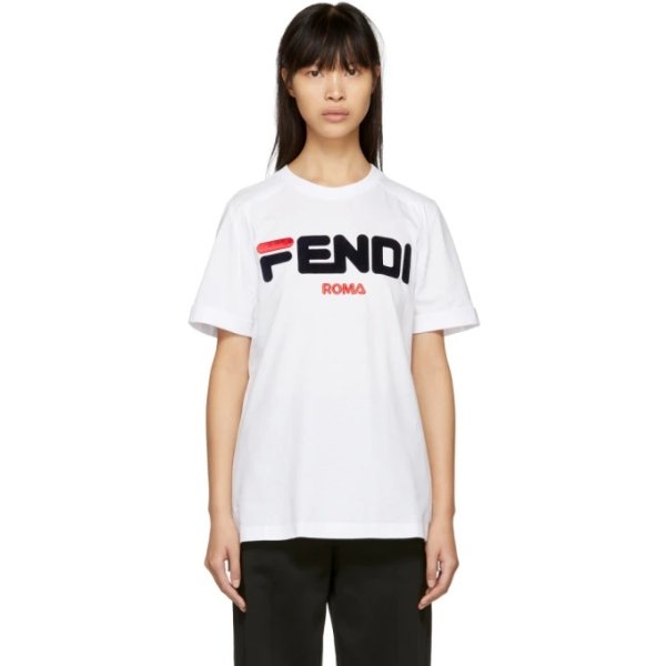 White 'Fendi Mania' T-Shirt
