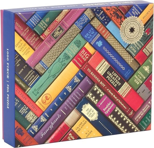 Phat Dog Vintage Library 1000 Piece Jigsaw Puzzle for Adults and Families, Foil Stamped Challenging Puzzle Adds A Vibrant Pop of Color (735353263)