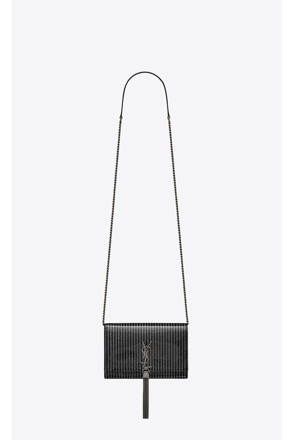 Kate Chain Wallet With Tassel In Glitter Striped Patent Leather by...