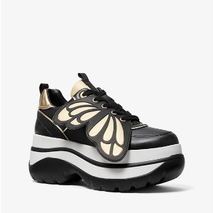 michael michael kors mindy butterfly appliqué leather sneaker