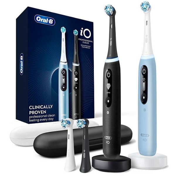 iO Series 7 Electric Toothbrush, Black Onyx & Aquamarine (2 pk., 4 Brush Heads) - Sam's Club