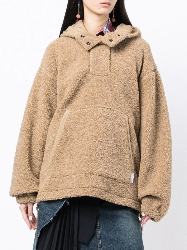 embroidered-logo fleece hoodie