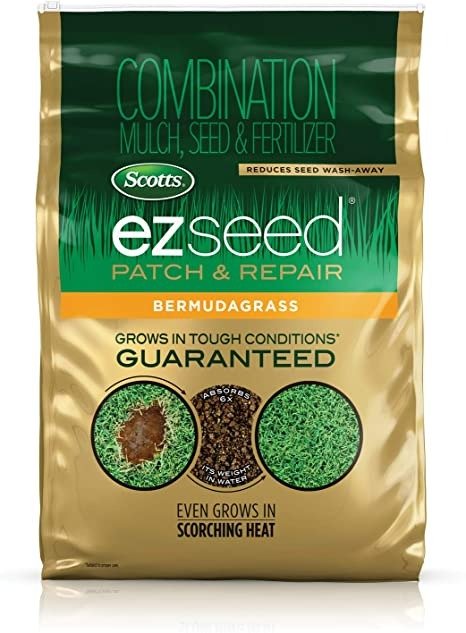 EZ Seed Patch and Repair Bermudagrass, 20 lb. - Combination Mulch, Seed, and Fertilizer - Tackifier Reduces Seed Wash-Away - Even Grows in Scorching Heat - Covers up to 445 sq. ft.