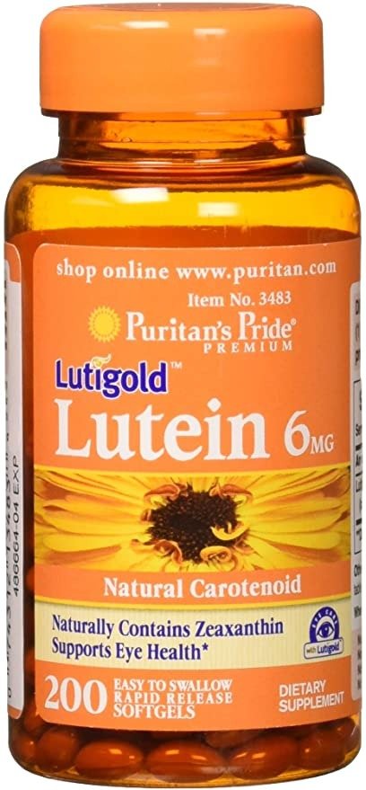 Lutein 6 Mg with Zeaxanthin Supports Eye Health, 200 Count by Puritan's Pride