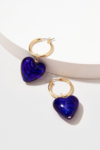 Katharyn Glass Heart Charm Earrings