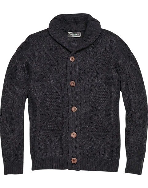 Paisley & Gray Slim Fit Cable Knit Cardigan, Blue 