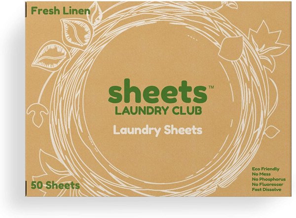 Laundry Detergent Sheets Fresh Linen Scent Ultra Concentrated Eco-Friendly Hypoallergenic More Cleaning Power Than Others 50 Loads Compostable Earth Friendly Safe or Sensitive Skin Enjoy a True Clean