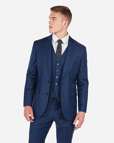 Classic Blue Wool-blend Stretch Suit Jacket