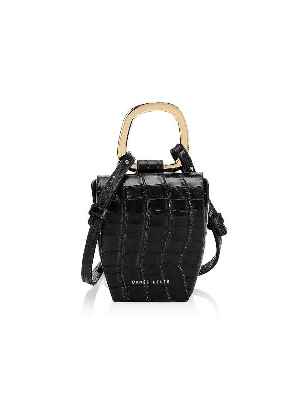 Pablo Croc-Embossed Leather Top Handle Bag