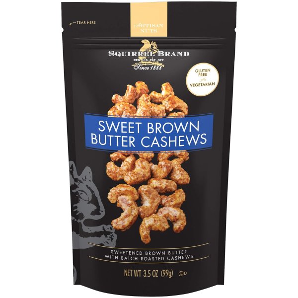 Squirrel Brand Sweet Brown Butter Cashews, 3.5 Ounces