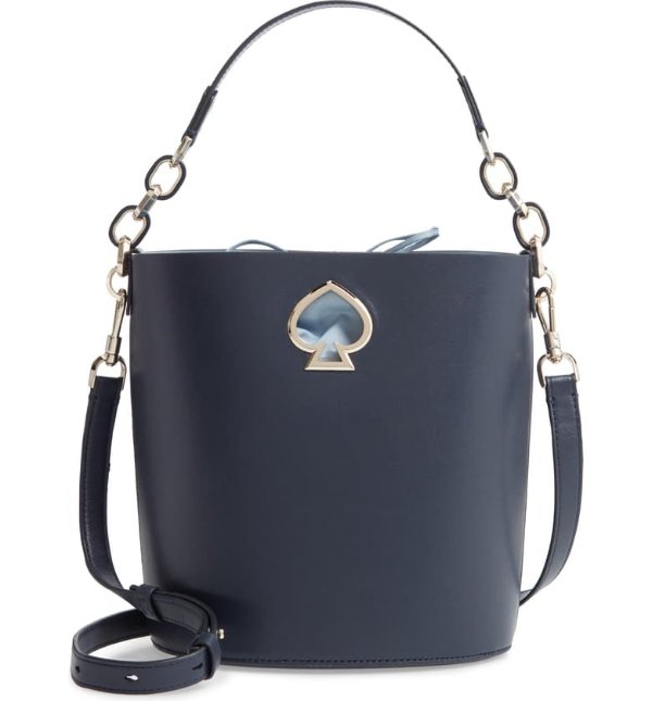 suzy small leather bucket bag