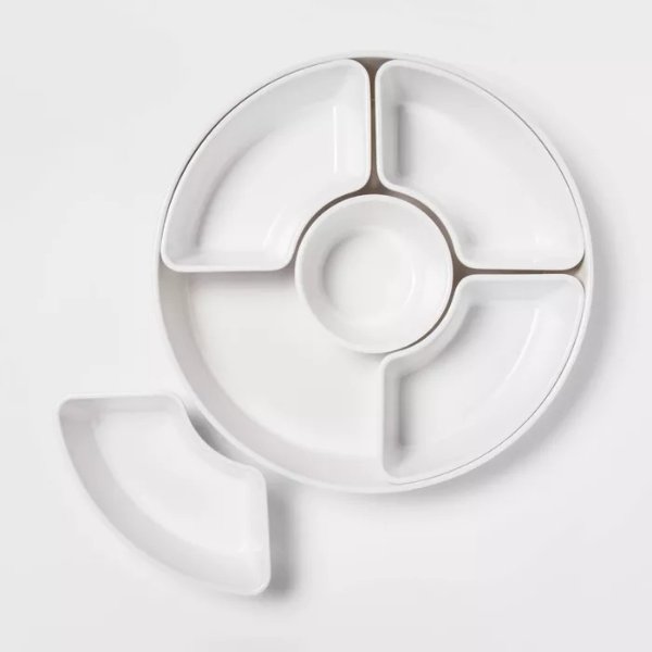 6pc Melamine 5-Section Serving Platter White - Threshold