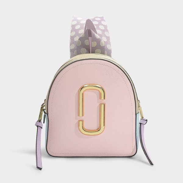 Pack Shot Bag in Blush Split Cow Leather with Polyurethane Coating