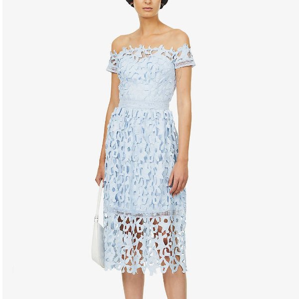 Bardot crocheted woven lace midi dress