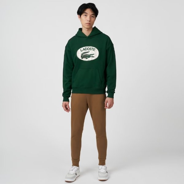 Men's Loose Fit Branded Monogram Hooded Sweatshirt