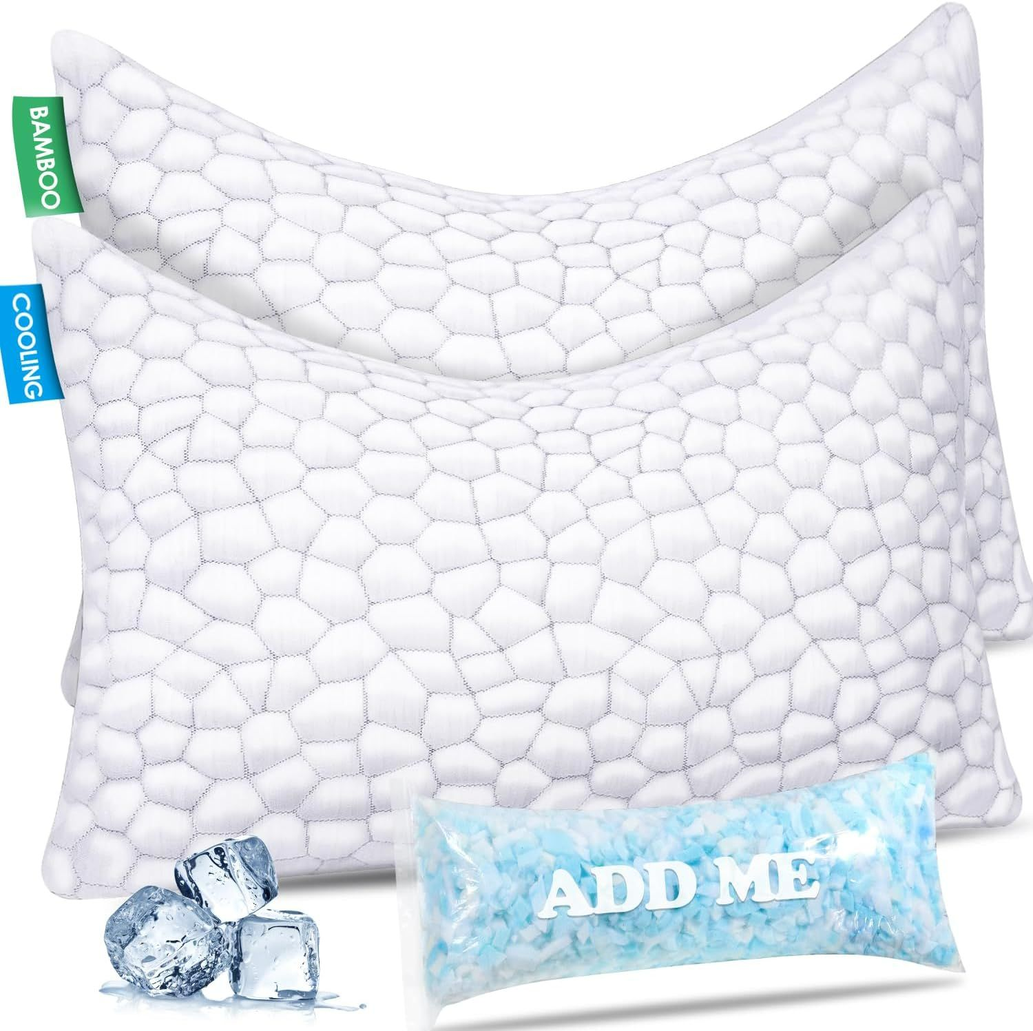 凉感侧睡枕套， 碎记忆棉填充可条件高度， 凉感枕套可拆洗
