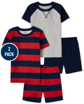 Boys Short Raglan Sleeve And Striped Snug Fit Cotton Pajamas 2-Pack | The Children's Place - TIDAL