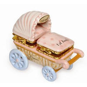 Mud Pie 宝宝第一颗牙齿及胎毛精美陶瓷童车珍藏盒 