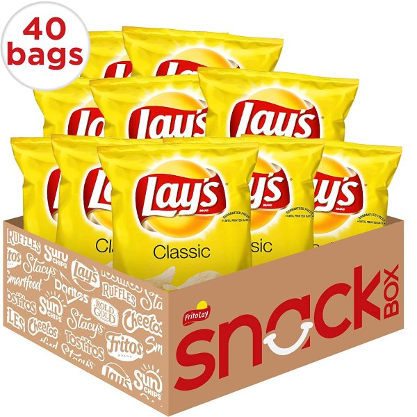 Lay's Classic Potato Chips, 1 oz (Pack of 40)