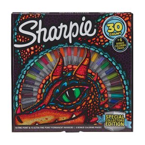 Sharpie 特别版30色马克笔+6页龙图案填色页