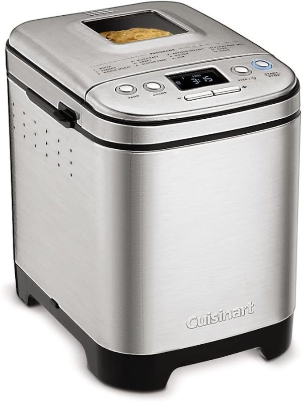Bread Maker Machine, Compact and Automatic, Customizable Settings, Up to 2lb Loaves, CBK-110P1, Silver,Black