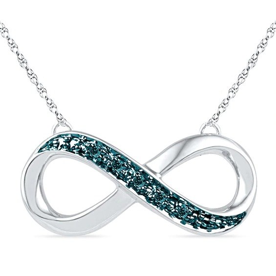 Enhanced Blue Diamond Accent Sideways Infinity Necklace in Sterling Silver - 16&quot;|Zales